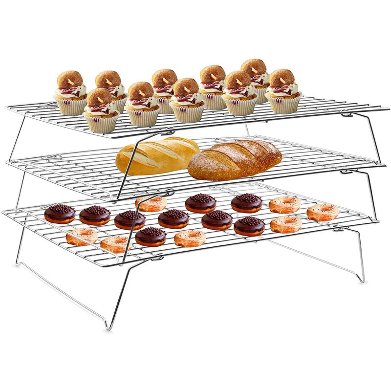 TRUST 3Tier Cooling Rack Set,Stackable Stainless Steel Baking Cooling